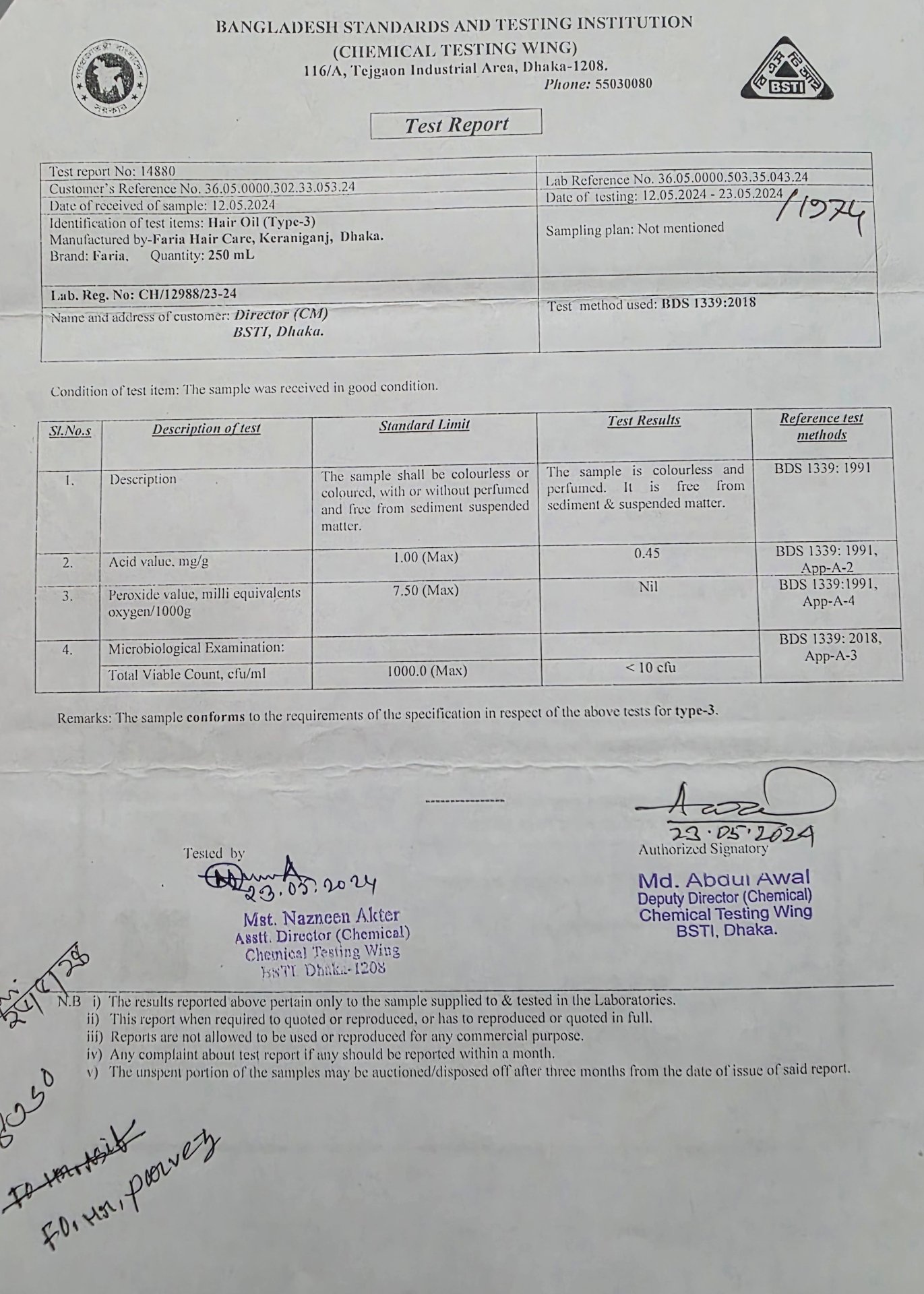 ল্যাব টেস্ট রিপোর্ট